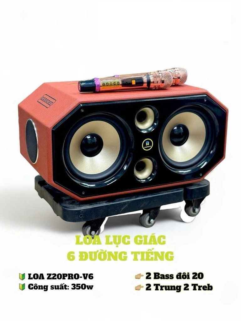 Loa Mini xách tay 2 Bass 2 trung HQ lục giác